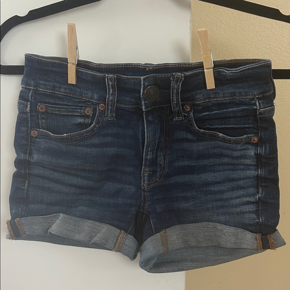 American Eagle Outfitters Super Stretch Midi Denim Shorts